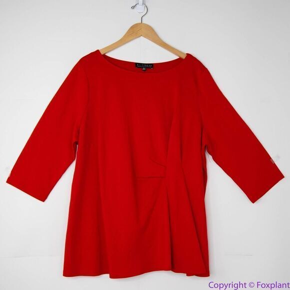 NEW‎ Eloquii red ruched peplum half sleeve top, 20 - Picture 1 of 13